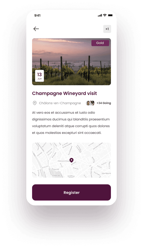 Screenshot of a wine event page.