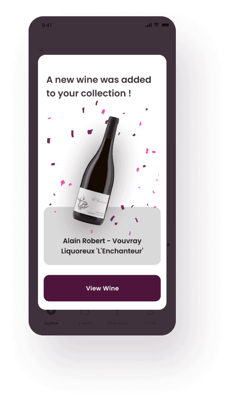 Screenshot of a new wine notification.